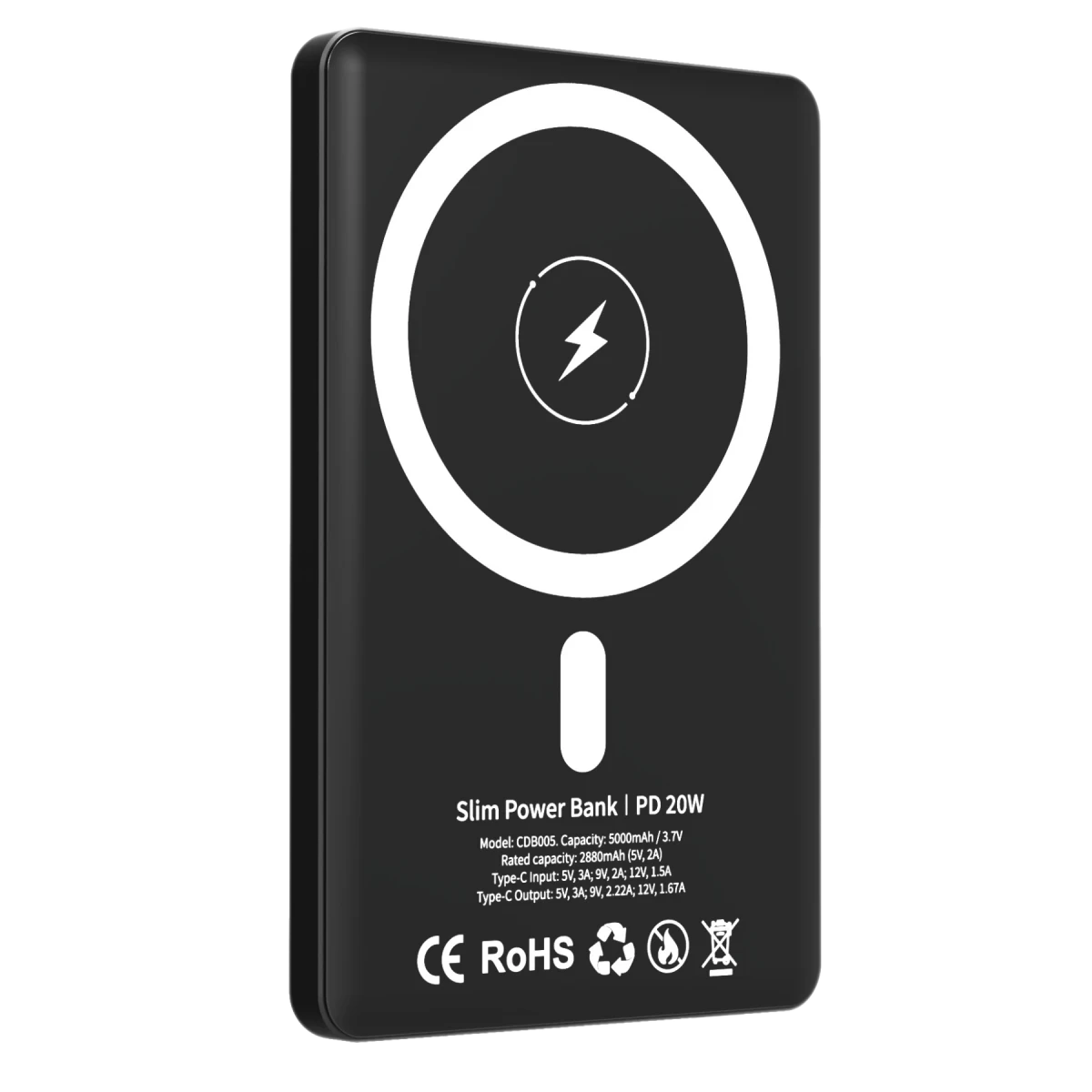 URR CDB005 5.000 mAh 20W Type-C 15W Kablosuz Şarj Magsafe UltraSlim PD Powerbank - Siyah